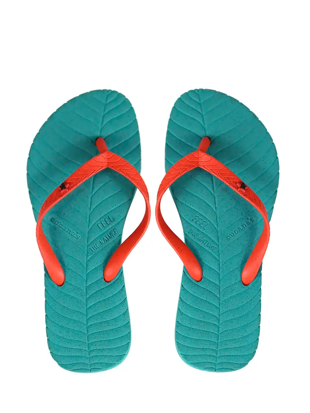 Chinelo Verde com Tira Laranja