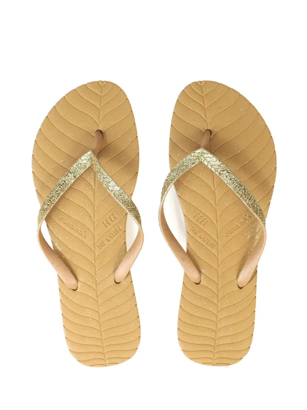 Chinelo Beige e Tira com Glitter