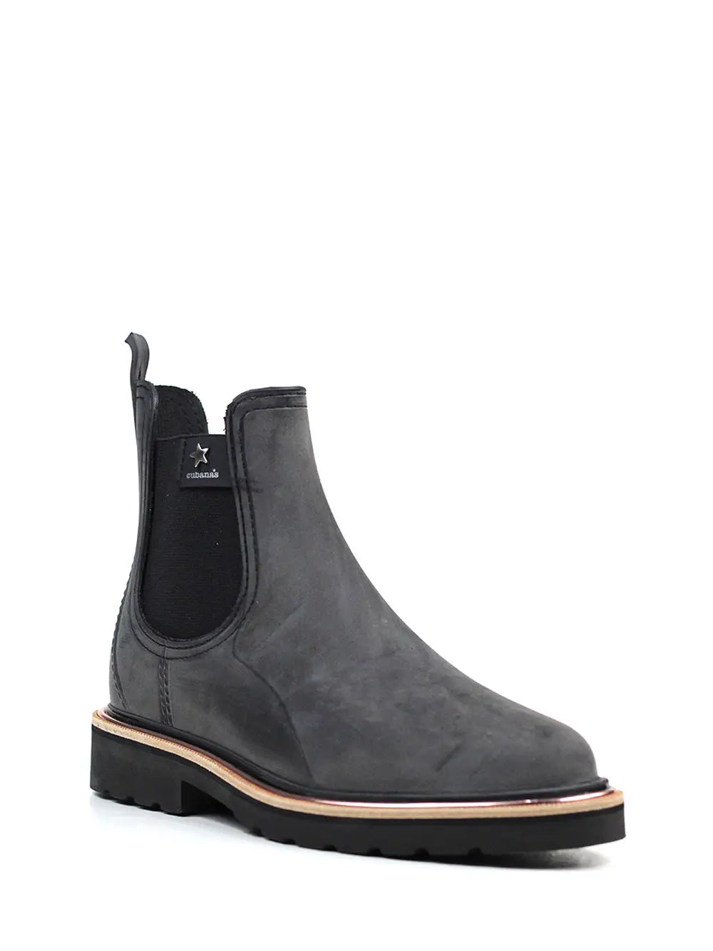 Black Rain Boot with Nubuck Finish