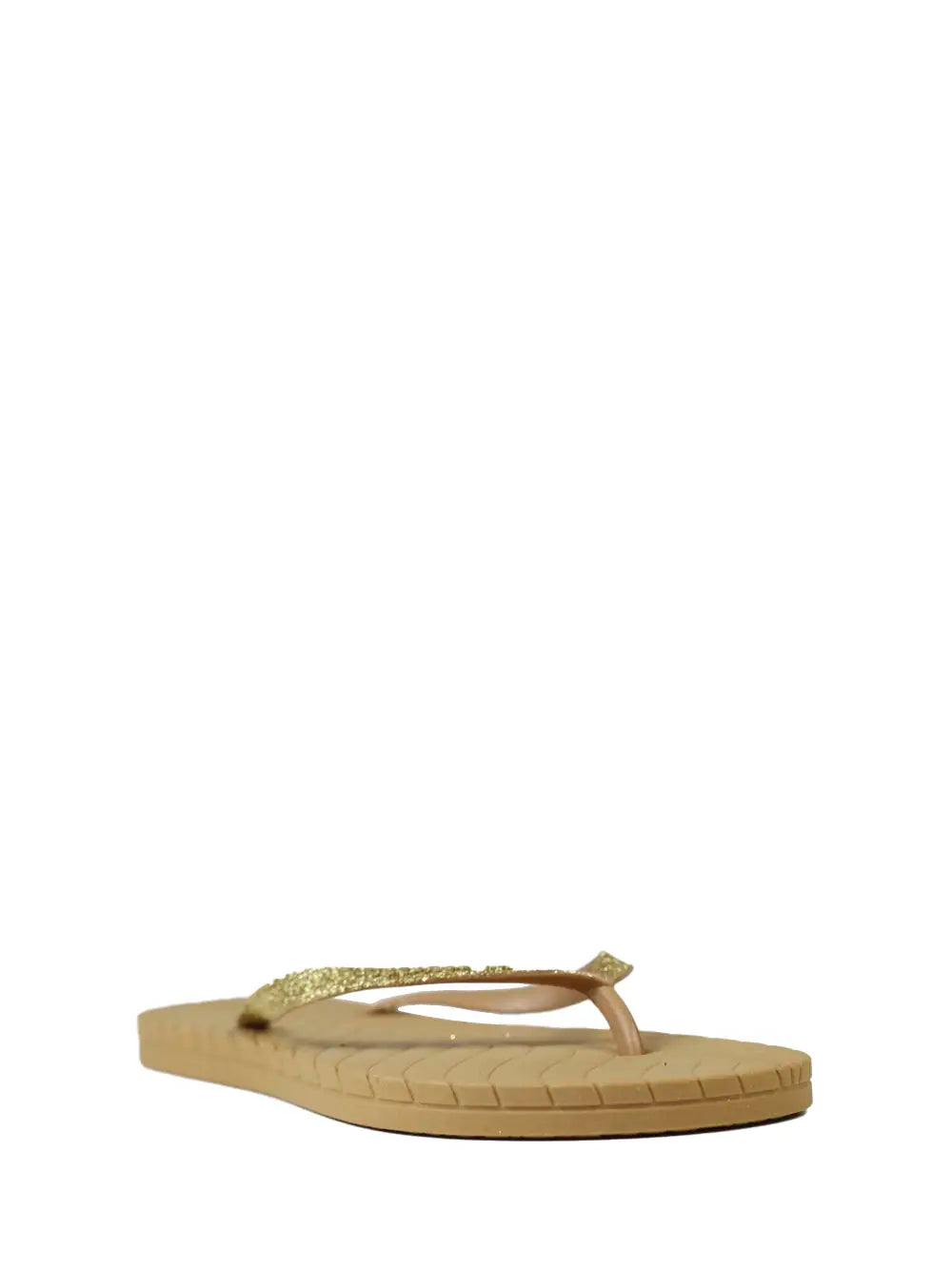 Chinelo Beige e Tira com Glitter