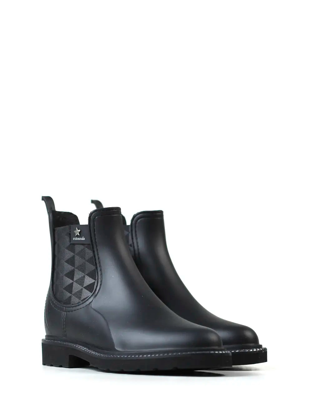 Galocha em PVC Preto e Elástico com Estampa