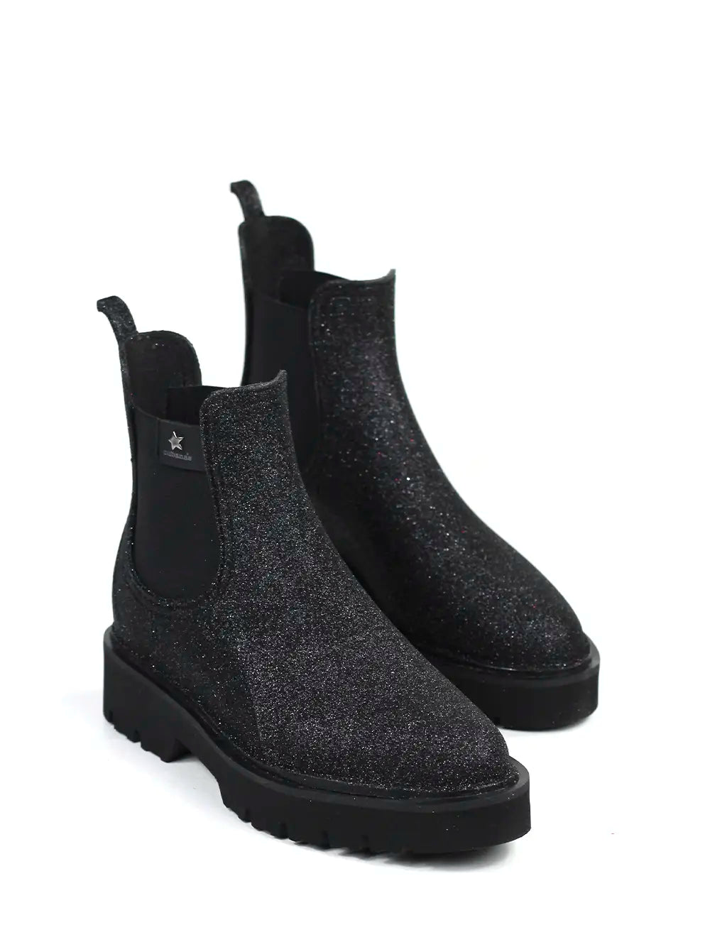 Galocha em PVC Preto com Glitter