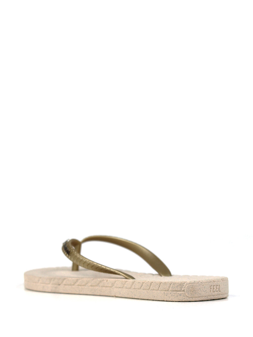 Chinelo Off-White com Tira Dourada