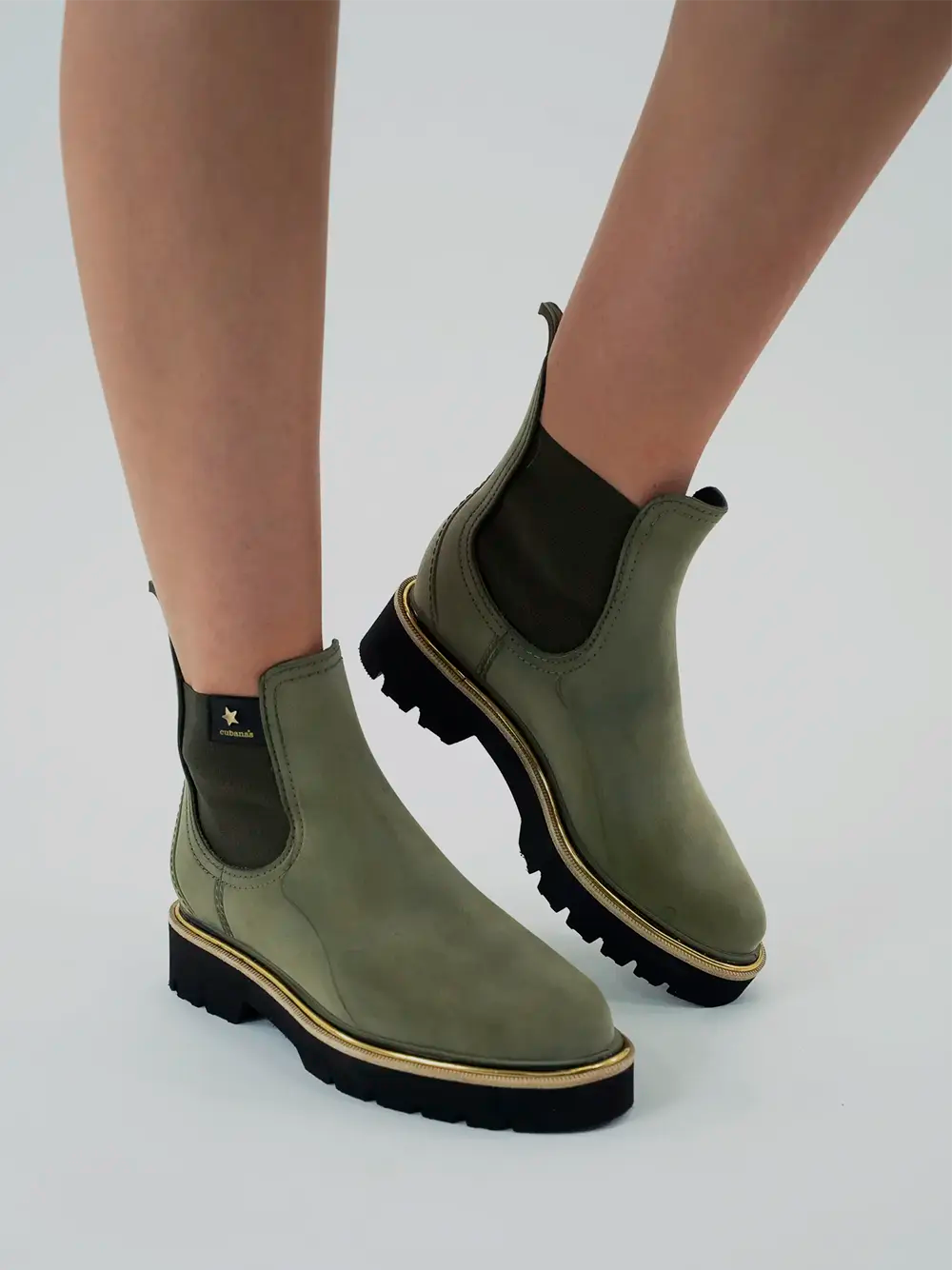 Green Rain Boot with Nubuck Finish