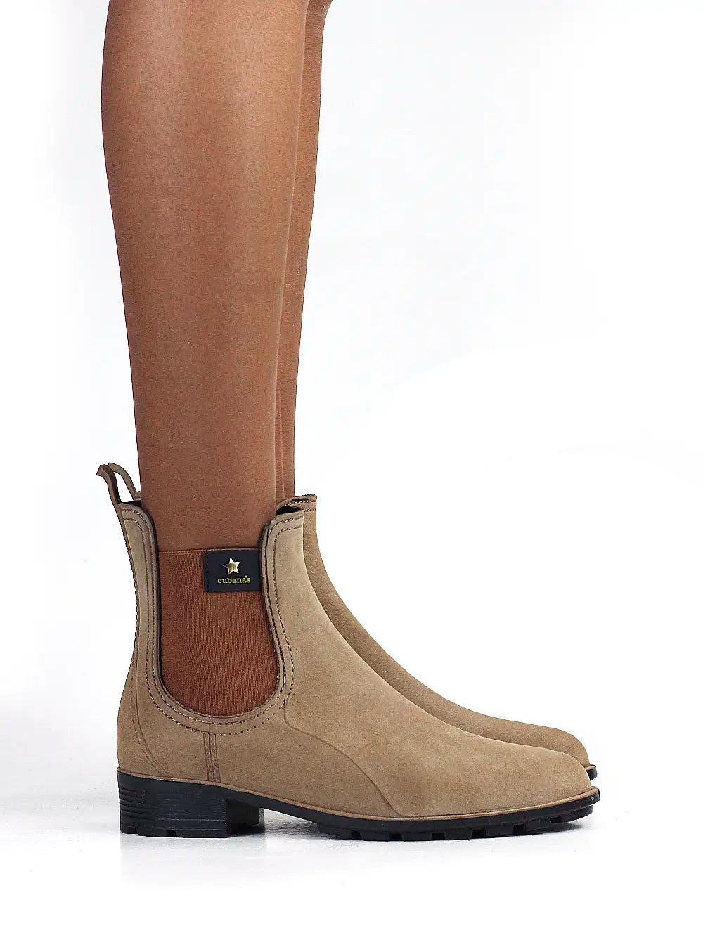 Camel Rain Boot with Nubuck Finish